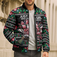 Pink Pierogi Flowers Over Dumplings Bomber Puffer Jacket