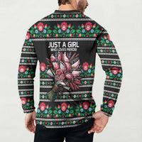 Pink Pierogi Flowers Over Dumplings Button Sweatshirt