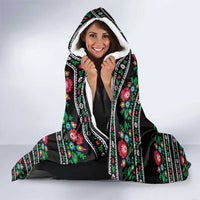 Pink Pierogi Flowers Over Dumplings Hooded Blanket