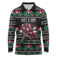 Pink Pierogi Flowers Over Dumplings Long Sleeve Polo Shirt