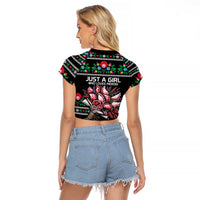 Pink Pierogi Flowers Over Dumplings Raglan Cropped T Shirt