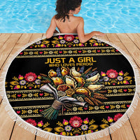 Gold Pierogi Flowers Over Dumplings Beach Blanket