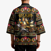 Gold Pierogi Flowers Over Dumplings Kimono