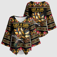 Gold Pierogi Flowers Over Dumplings Kimono Sleeve Blouse