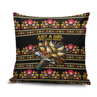 Gold Pierogi Flowers Over Dumplings Pillow Cover
