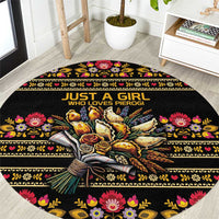 Gold Pierogi Flowers Over Dumplings Round Carpet