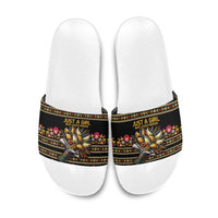 Gold Pierogi Flowers Over Dumplings Slide Sandals