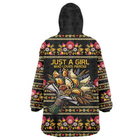 Gold Pierogi Flowers Over Dumplings Wearable Blanket Hoodie