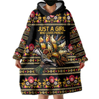 Gold Pierogi Flowers Over Dumplings Wearable Blanket Hoodie