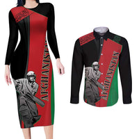 Custom Afghanistan Cricket Couples Matching Long Sleeve Bodycon Dress and Long Sleeve Button Shirt Sporty Version LT9 - Wonder Print Shop