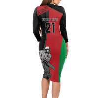 Custom Afghanistan Cricket Long Sleeve Bodycon Dress Sporty Version - Wonder Print Shop