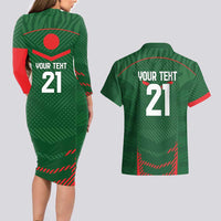 Custom Bangladesh Cricket Couples Matching Long Sleeve Bodycon Dress and Hawaiian Shirt Go Tigers Sporty Version LT9 - Wonder Print Shop
