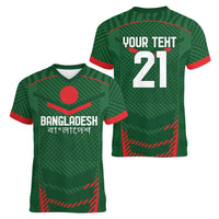 Custom Bangladesh Cricket Women V-Neck T-Shirt Go Tigers Sporty Version - Wonder Print Shop