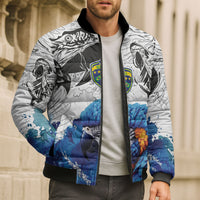 Custom Brasil Concept Guacamayo 2026 Floral Bomber Puffer Jacket Blue Edition