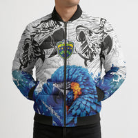 Custom Brasil Concept Guacamayo 2026 Floral Bomber Puffer Jacket Blue Edition