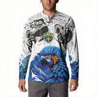 Custom Brasil Concept Guacamayo 2026 Floral Button Sweatshirt Blue Edition