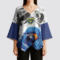 Custom Brasil Concept Guacamayo 2026 Floral Kimono Sleeve Blouse Blue Edition