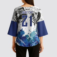 Custom Brasil Concept Guacamayo 2026 Floral Kimono Sleeve Blouse Blue Edition