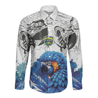 Custom Brasil Concept Guacamayo 2026 Floral Long Sleeve Button Shirt Blue Edition