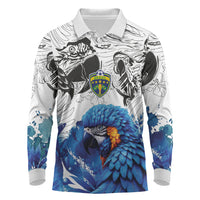 Custom Brasil Concept Guacamayo 2026 Floral Long Sleeve Polo Shirt Blue Edition