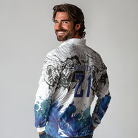 Custom Brasil Concept Guacamayo 2026 Floral Long Sleeve Polo Shirt Blue Edition