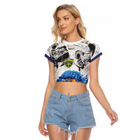 Custom Brasil Concept Guacamayo 2026 Floral Raglan Cropped T Shirt Blue Edition