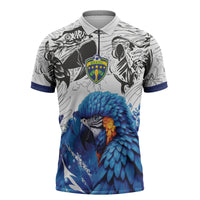 Custom Brasil Concept Guacamayo 2026 Floral Zipper Polo Shirt Blue Edition