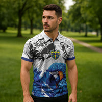 Custom Brasil Concept Guacamayo 2026 Floral Zipper Polo Shirt Blue Edition