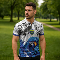 Custom Brasil Concept Guacamayo 2026 Floral Zipper Polo Shirt Blue Edition