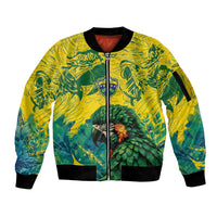 Custom Brasil Concept Guacamayo 2026 Floral Sleeve Zip Bomber Jacket Green Edition
