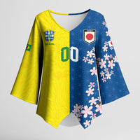 Custom Brazil Japan Football Kimono Sleeve Blouse Cultural Fusion Heritage