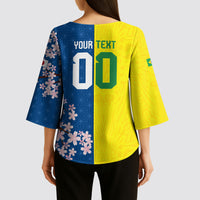 Custom Brazil Japan Football Kimono Sleeve Blouse Cultural Fusion Heritage