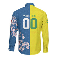 Custom Brazil Japan Football Long Sleeve Button Shirt Cultural Fusion Heritage