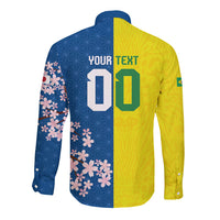 Custom Brazil Japan Football Long Sleeve Button Shirt Cultural Fusion Heritage