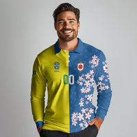Custom Brazil Japan Football Long Sleeve Polo Shirt Cultural Fusion Heritage