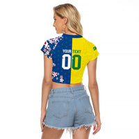 Custom Brazil Japan Football Raglan Cropped T Shirt Cultural Fusion Heritage