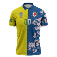 Custom Brazil Japan Football Zipper Polo Shirt Cultural Fusion Heritage