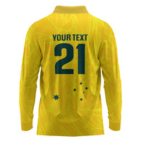 World Cricket Custom Australia Long Sleeve Polo Shirt Aussie! Aussie! Oi! Oi! Oi!