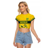 World Cricket Custom Australia Raglan Cropped T Shirt Aussie! Aussie! Oi! Oi! Oi!