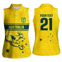 World Cricket Custom Australia Women Sleeveless Polo Shirt Aussie! Aussie! Oi! Oi! Oi!