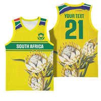 World Cricket Custom South Africa Basketball Jersey Protea Flower Come On Proteas!