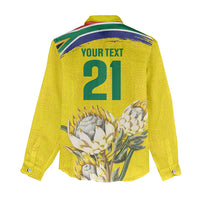 World Cricket Custom South Africa Women Casual Shirt Protea Flower Come On Proteas!