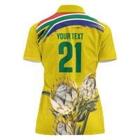 World Cricket Custom South Africa Women Polo Shirt Protea Flower Come On Proteas!