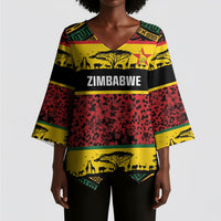World Cricket Custom Zimbabwe Kimono Sleeve Blouse Zimbabwe Bird Go Chevrons!