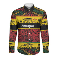 World Cricket Custom Zimbabwe Long Sleeve Button Shirt Zimbabwe Bird Go Chevrons!