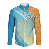 World Cricket Custom India Long Sleeve Button Shirt Ashoka Chakra Jeetega Bhai Jeetega India Jeetega!