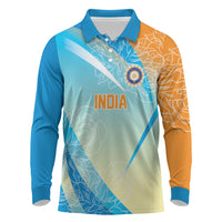 World Cricket Custom India Long Sleeve Polo Shirt Ashoka Chakra Jeetega Bhai Jeetega India Jeetega!