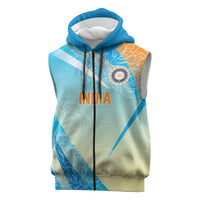World Cricket Custom India Sleeveless Zip Hoodie Ashoka Chakra Jeetega Bhai Jeetega India Jeetega!