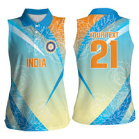 World Cricket Custom India Women Sleeveless Polo Shirt Ashoka Chakra Jeetega Bhai Jeetega India Jeetega!