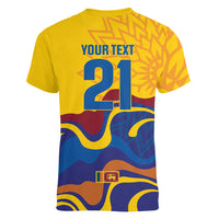 World Cricket Custom Sri Lanka Women V-Neck T-Shirt Lion with Sword Api Dinamu!